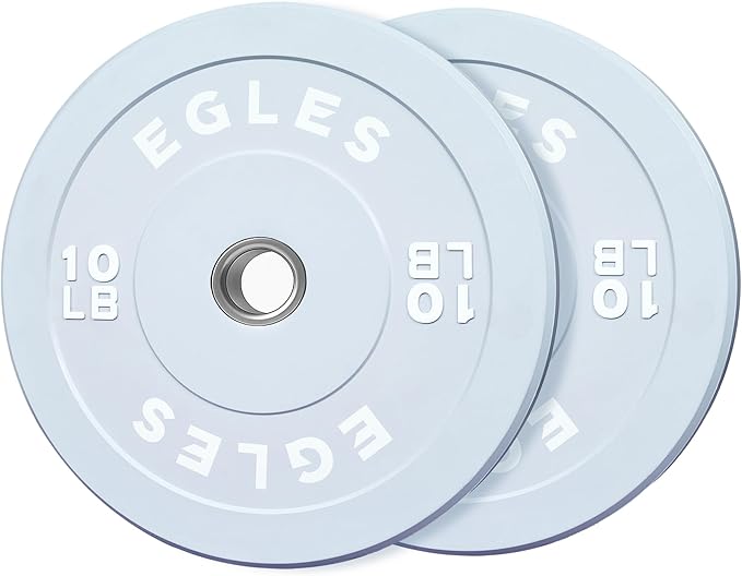 EGLES Vibrant Colorful Olympic Weight Plates, Rubber Barbell Plates, 2-inch Standard Virgin Rubber Bumper Plate 10 15 25 35 45LB for Home Gym Weightlifting, Strength Training, Fit Workouts