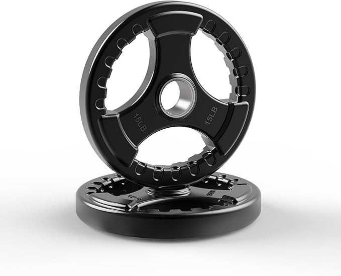 LIONSCOOL 2-Inch Rubber Olympic Grip Weight Plates for Strength Training, Weightlifting, Solid Cast Iron Plate for Barbell in Single/Pair/Set for Home & Gym (2.5-45LB), One Year Warranty