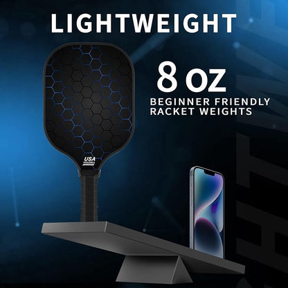 99.9% T300 Carbon Fiber Lightweight Pickleball Paddles Set of 2 Indoor Outdoor Games Equipment Beginner Intermediate Pro Sports Accessories Gifts