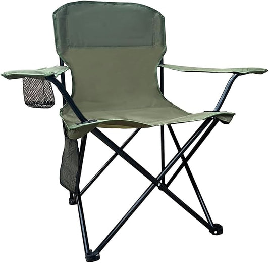 Folding Camping Chair, 225lb Capacity, Includes Cup Holder & Side Storage Bag, 5.5lbs Portable for