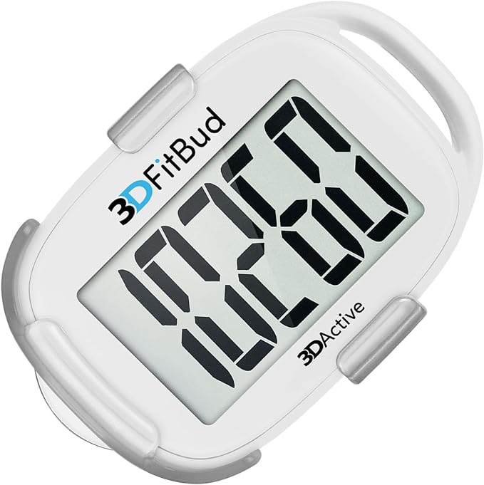 3DFitBud Simple Step Counter Walking 3D Pedometer from 3DActive with Clip & Lanyard - A420S