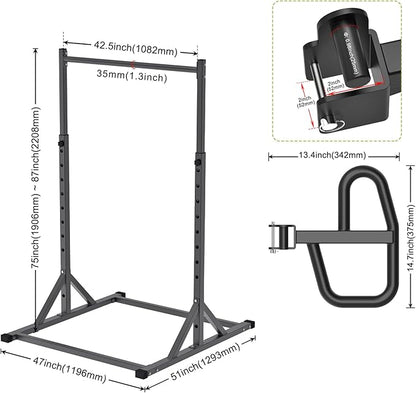 SELEWARE Adjustable Pull Up Station, Multifunction Pull Up Bar, Fully Welded, 500 lbs Capacity, Power Tower Dip Station for Home Gym