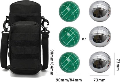 Bocce Ball Bag for 90mm 84mm 73mm 3 Bocce Game,Multifunctional, Zip Design, Powerful. Size: 27 x 12 x 12 cm、
