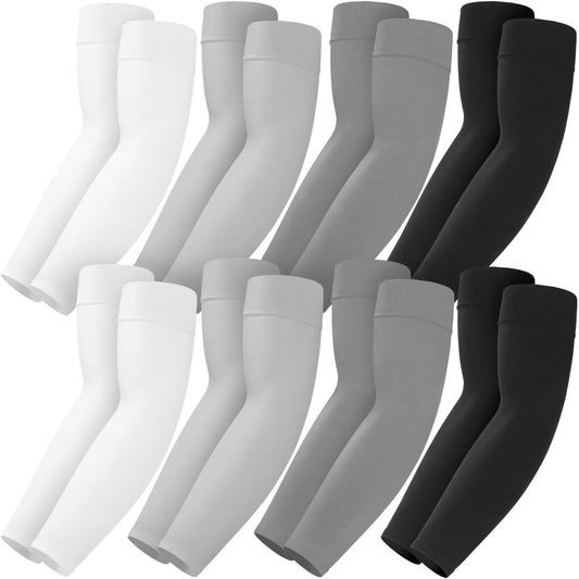 8 Pairs Soft Arm Sleeves, Cooling Compression Arm Covers for Men & Women