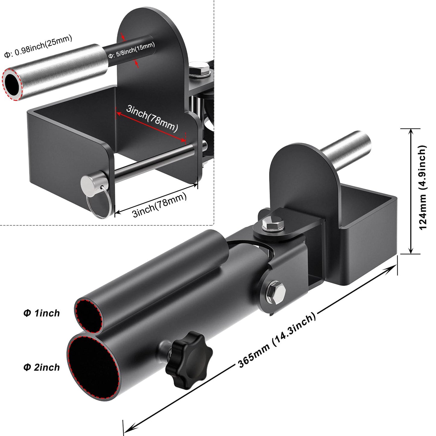 SELEWARE Landmine Attachment for 3"x3" Power Rack with 5/8" or 1" Hole