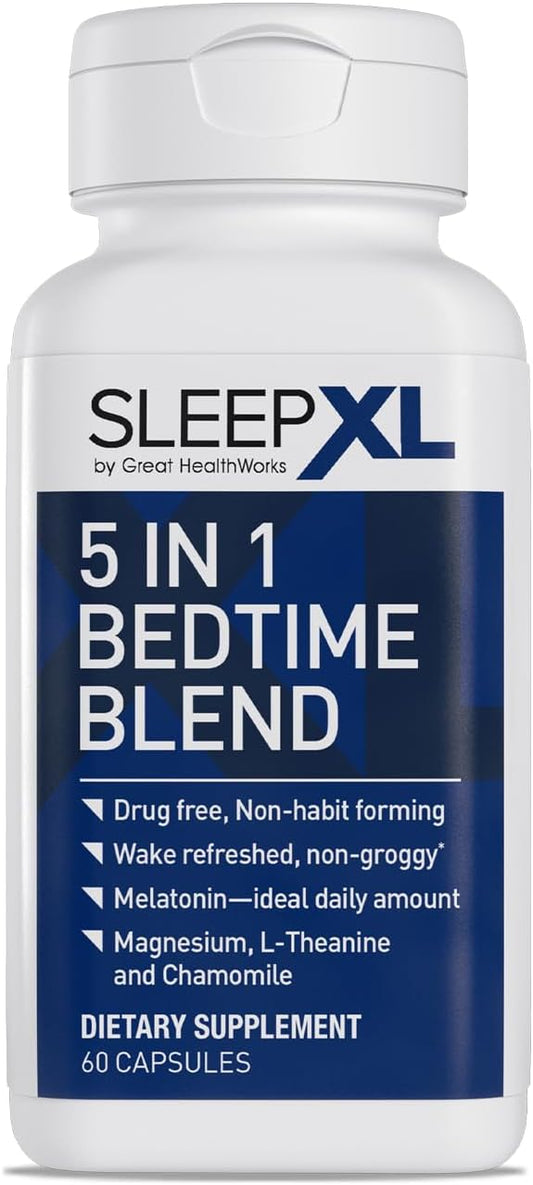 SleepXL Sleep Supplement Non-Habit-Forming Formula - Fall Asleep Faster & Sleep Longer - 5 key