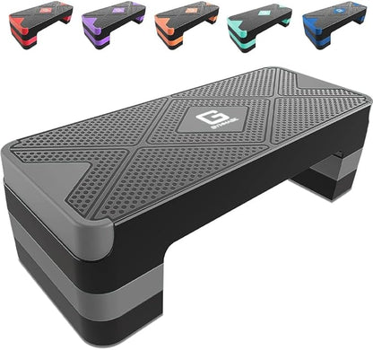 Aerobic Exercise Step, Adjustable Aerobic Stepper for Exercise, Workout Step Platform for Step Up, 26.5" Step Deck with 4??6??8??Adjustable Height Risers, Women Home Gym Cardio Fitness