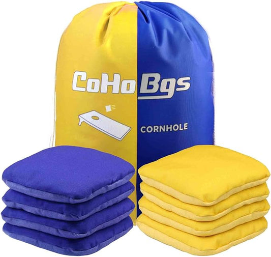 CoHoBgs Corn Hole Bags Set 8, Professional Cornhole Bags Dual-Sided Slick & Stick Resin Filled