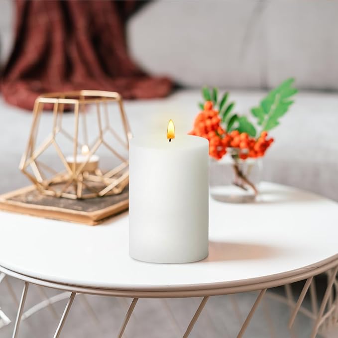 6 Packs Dripless White Pillar Candles, Unscented 2.75x4 Inch Cylinder Wax Candles for Home Table Holiday Party Spa Decor Emergency