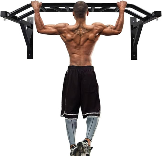 ptlsy Wall Mounted Pull Up Bar Multifunctional with Multi-grip Chin Up Bar Heavy Duty Dip Station for Home Gym Indoor Workout, Fitness Equipment, Dip Stand Supports to 440 Lbs
