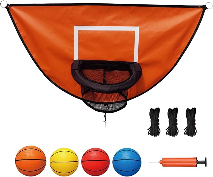 Trampoline Basketball Hoop, with Pump and 4 Mini Balls, Easy to Install, Universal Trampoline Accessories, Trampolines Basketball for Dunking