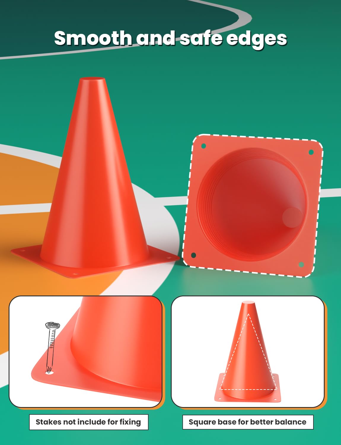 GHB Soccer Cones 7" 9" of 12 24 Pack Disc Soccer Sport Cones