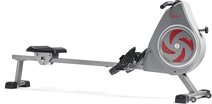Sunny Health & Fitness Rower w/Long Slide Rail, Cardio Rowing Equipment for Home Gym Training w/LCD Monitor & Device Holder, Optional Free SunnyFit App Bluetooth Connection