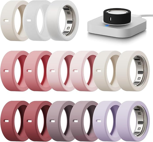 15 Pack Cover Compatible with Oura Ring Gen 4/Gen 3 Horizon/Gen 3 Heritage, Anti-Scratch Silicone Case for Oura Ring Protector for Women Men Working Out Gym, Support Charging with Cover on