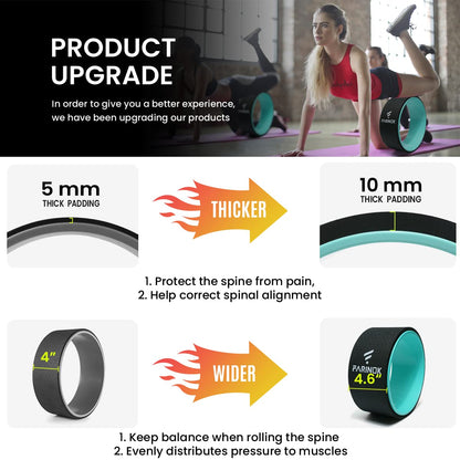 Yoga Wheel for Back Pain Relief, Back Roller Wheel with Extra Cushion