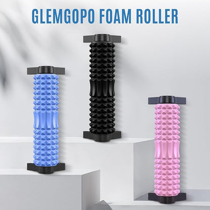 Trigger Point Foam Roller with Stand, 18 Inch Medium Density Foam Roller Long Yoga Roller Foam Exercise Roller for Physical Therapy, Muscles Deep Tissue, Pilates, Back Pain and Muscle Recovery (Black)