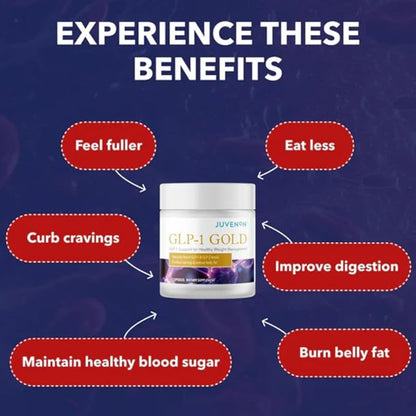 Juvenon GLP-1 Gold????Metabolic Support Supplement with CQR-300® & Eriomin????Helps Maintain Healthy Weight, Energy & Nutrient Metabolism ??30 Capsules