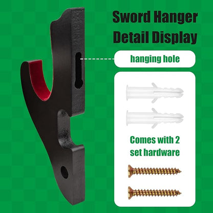 Sword Holder Wall Mount 1-Tier Velvet Padded Hook Katana Holder Adjustable Display Hanger for Samurai Sword Tanto Rapier Light Saber Cosplay Blade Tanjirou Demon Slayer Weapon Rack…