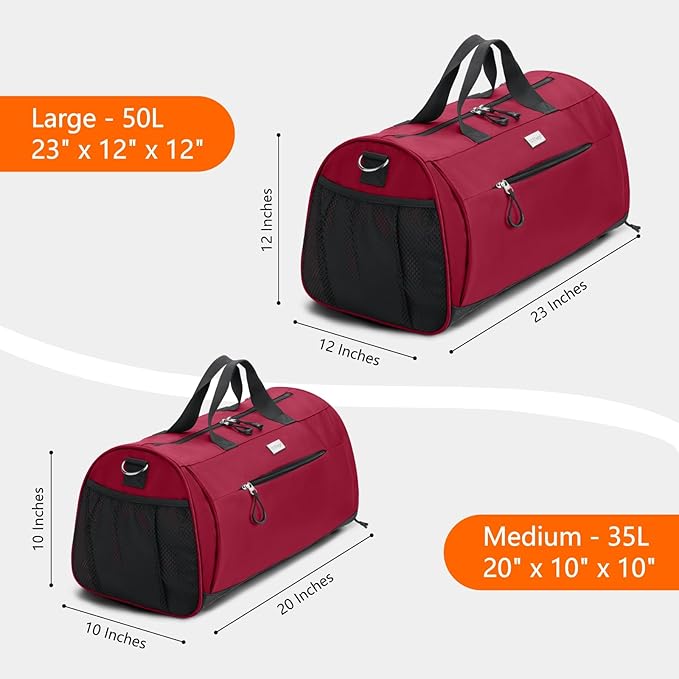 TOPDesign Gym Bag for Women & Men, Unisex Duffel Bag with Shoe Compartment & Wet Pocket for Travel Sports Gym (M Red)