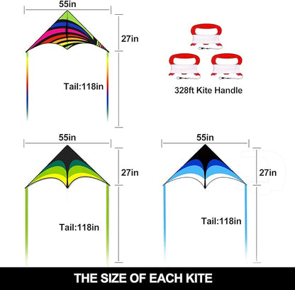 Delta Kite for Kids and Adults, Easy to Fly, Nylon Fabric with String Handle, Outdoor Beach Park Activities