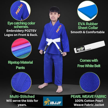 Kids Brazilian Jiu Jitsu Gi For Kids BJJ Gi Youth Grappling Kimonos Preshrunk Lightweight Martial Arts Uniform