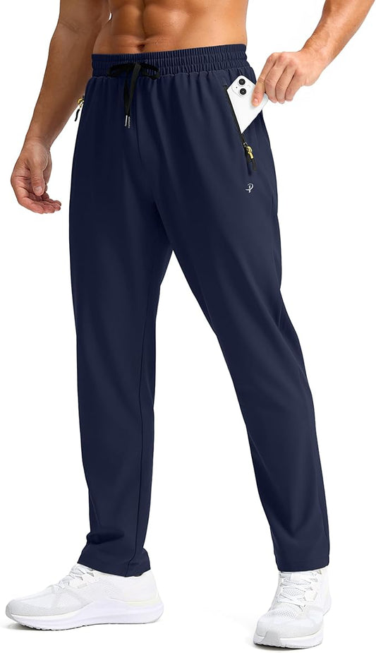 Pudolla Men's Lightweight Hiking Pants Quick-Dry Outdoor Sweatpants with Zipper Pockets for Casual
