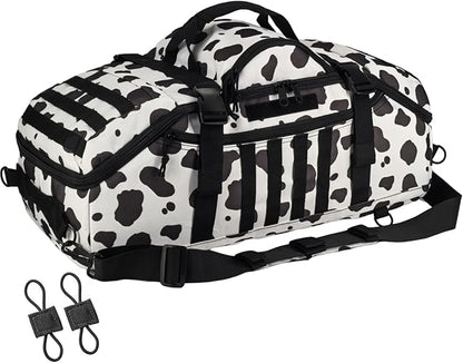 65L Large Duffle Bag, 3-in-1 Tactical Backpack MOLLE Pack for Sports, Gym, Outdoor, Cow Color