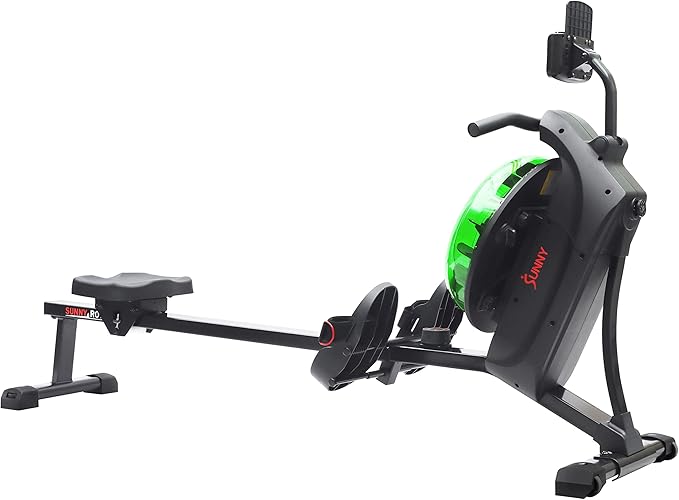 Sunny Health & Fitness Elite Water Rowing Machine with High Dynamic Resistance Vertical Tank, Low-Impact Full-Body Workout and Optional Free SunnyFit App Connectivity
