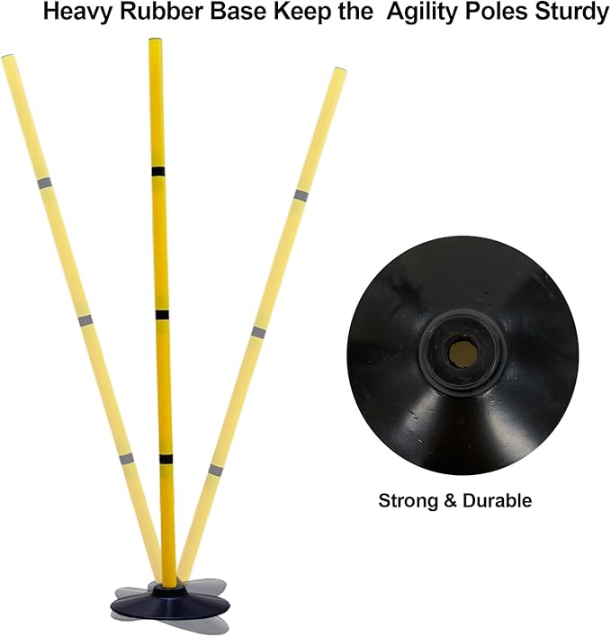 Soccer Training Agility Poles Agility Pole Accessory Soccer Pole Slalom Poles，Football Soccer Sport Speed Training Equipment with Rubber Base