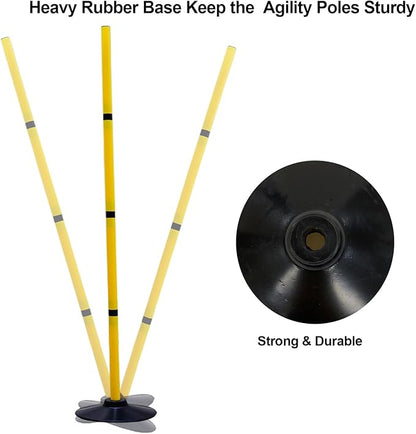 Soccer Training Agility Poles Agility Pole Accessory Soccer Pole Slalom Poles，Football Soccer Sport Speed Training Equipment with Rubber Base