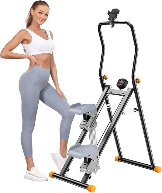 Stair Stepper with Adjustable Resistance for Home Cardio Workout,Upgraded Vertical Climber Machine Full-Body Workout,Compact Folding Exercise Climber, Adjustable Handlebar & Pedals