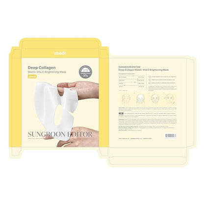 SUNGBOON EDITOR Deep Collagen Niacin-Vita C Overnight Mask 37gx4ea | Real Collagen 2,160,000PPB with Niacinamide & Vitamin C | Hydrating Face Mask for Glass Skin | Korean Skincare Routine