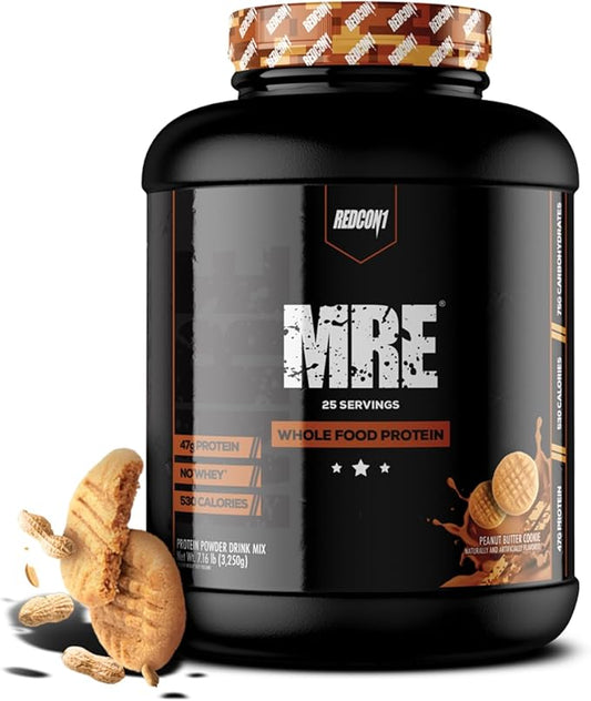 REDCON1 MRE Protein Powder, Peanut Butter Cookie - Meal Replacement Protein Blend Made with MCT Oil