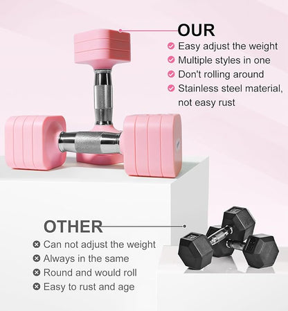 15LB 20LB 40LB 50LB Adjustable Dumbbell Set Free Weights Dumbbells Set for Women Men Hand Weights Sets Adjust Dumbbell Weight Sets for Home Gym Exercise Workout Strength Training Equipments