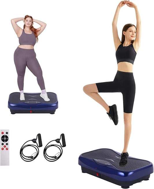 Whole Body Vibration Plate Exercise Machine ??Power Vibrating Plate for Lymphatic Drainage Weight Loss, Shake Plate Exercise Platform with Touch Screen & Resistance Bands, Equipment for Women Men