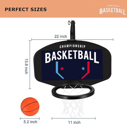 Trampoline Basketball Hoop Attachment, with 3 Mini Balls and Air Pump, Fits All Trampoline Models, Universal Accessories of All Ages, Height and Angle Adjustable