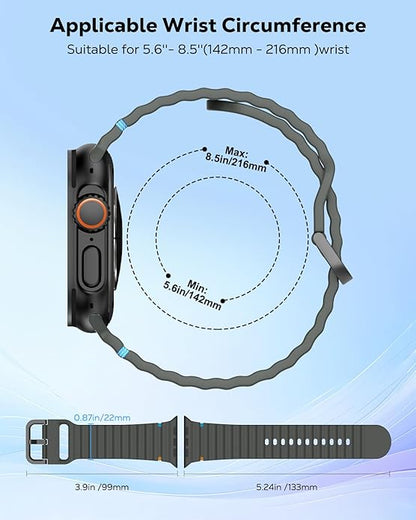 MoKo 2Pack Sport Watch Band Compatible with Apple Watch Band Ultra3/2/1 49mm/Series 11/10/9/8/7/6/5/4/3/2/1/SE3/SE2/SE 46/45/44/42/41/40/38mm,Adjustable Breathable Strap