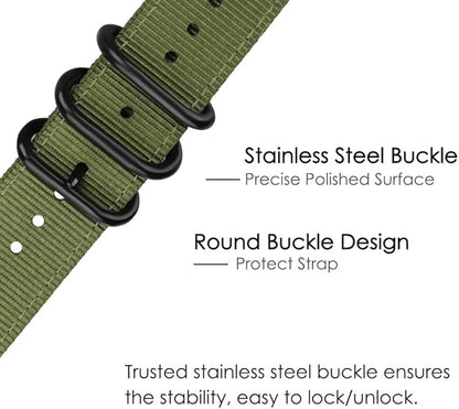 FINTIE Bands Compatible with Fitbit Versa 2/1 / Lite Edition, Soft Nylon Replacement Strap Wristband Accessories (Olive)
