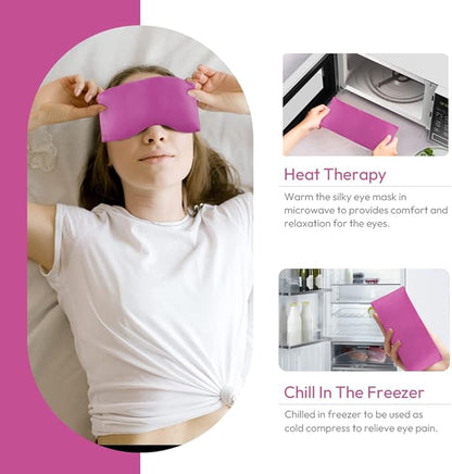 Lavender Eye Pillows for Relaxation, Yoga Eye Pillow for Meditation, Microwavable Weighted Eye Pillow for Yoga, Moist Heat & Cold Eye Compress with Aromatherapy (Rose Red)