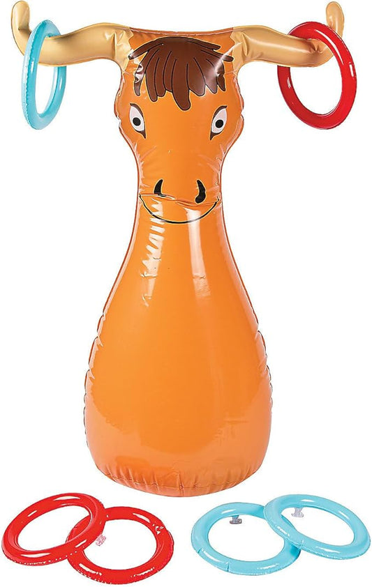Fun Express Inflatable Bull Ring Toss Game - Premium Outdoor Games for Kids Ages 4-8 & Family |