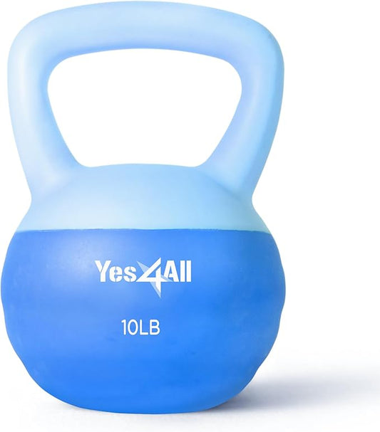 Yes4All Soft Kettlebell, PVC Kettlebells Exercise Weights & Color-Coded Strength Training Kettlebells with 4 Options (5,10,15,20lb), Gentle Hand Weights for Women at Home