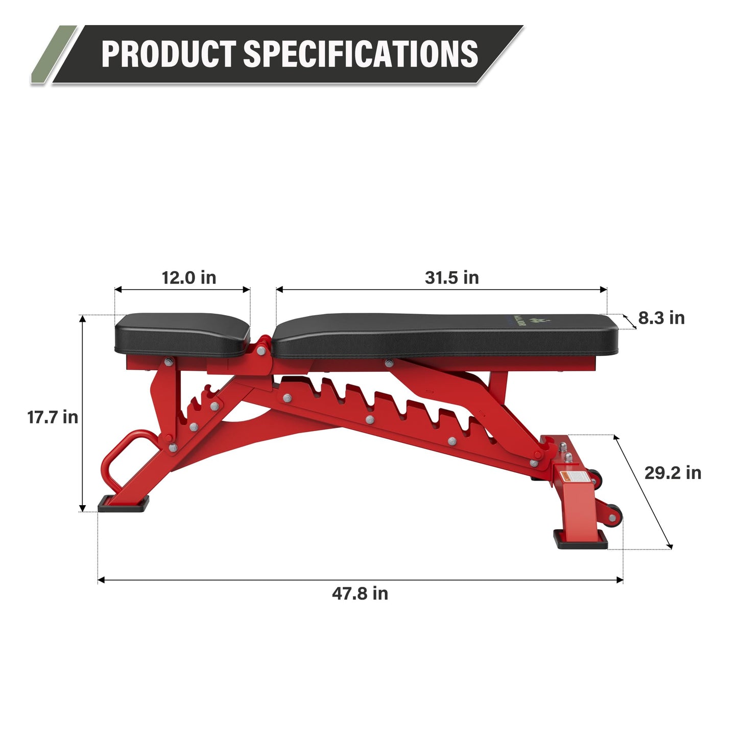 Major Fitness Weight Bench - 1300LBS Weight Capacity and 36 Adjustable Positions Strength Training