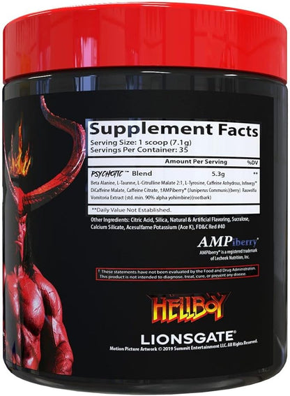 Insane Labz Hellboy Edition, High Stimulant Pre Workout Powder and NO Booster with Beta Alanine, L Citrulline, and Caffeine, Boosts Focus, Energy, Endurance, Nitric Oxide Levels, 35 Srvgs, Fruit Punch
