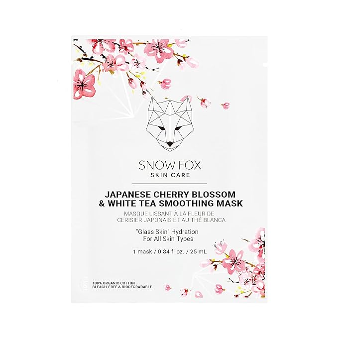 Snow Fox Japanese Cherry Blossom & White Tea Smoothing Mask ??1 Pack for Smooth, Bright, Glossy Skin 'Glass Skin' Effect