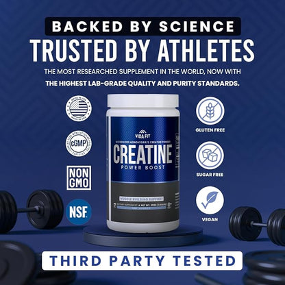 Micronized Creatine Monohydrate Powder, Vegan Creatine Powder Unflavoured, Supplements for Men, Pure Workout Essentials for Women, NSF Certified (300g) (5g Per Serv) (60 Servings)