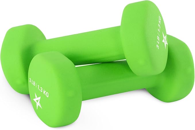 Yes4All Neoprene Coated Dumbbell Hand Weight Sets of 2 - Multiple Weight Options with 15 Colors, Anti-roll, Anti-Slip, Hexagon Shape