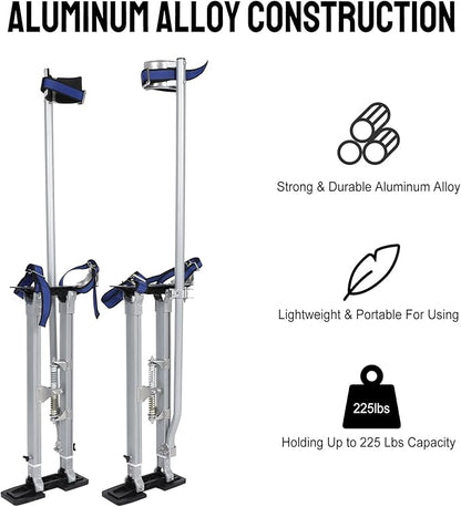 24-40 Inch Silver Drywall Stilts Aluminum Tool Stilt with Protective Knee Pads Portabl Adjustable For Painter Walking Painting