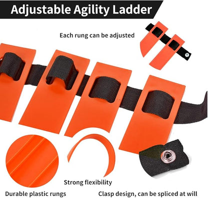 TNZMART Agility Ladder and Disc Cones Training Set Adjustable Rungs Training Ladder with 10 Plastic Sport Cones for Training