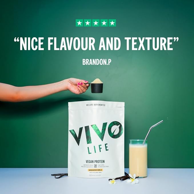 Vivo Vegan Protein Powder - 0.7 oz of Plant-Based Protein per Scoop, 30 Servings (31.7 oz) (Vanilla) (31.7 oz, Unflavored)