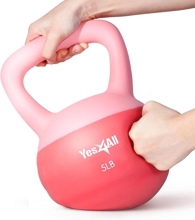 Yes4All Soft Kettlebell, PVC Kettlebells Exercise Weights & Color-Coded Strength Training Kettlebells with 4 Options (5,10,15,20lb), Gentle Hand Weights for Women at Home